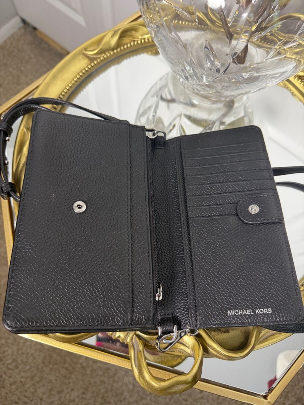 Michael Kors Black Pebbled Leather wallet Crossbody Bag - Picture 6 of 13